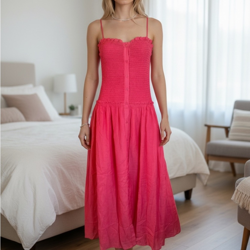 Lush Hot Pink Smocked Maxi Dress NWT - Picture 10 of 10